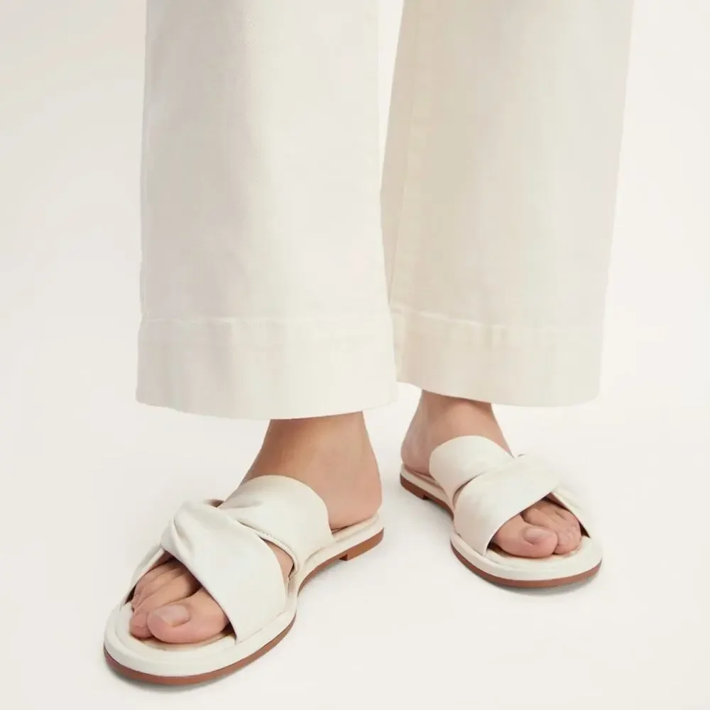 Everlane Day Twist Sandal Nappa Leather White Slide Flat 6.5 New No Box - Picture 3 of 8